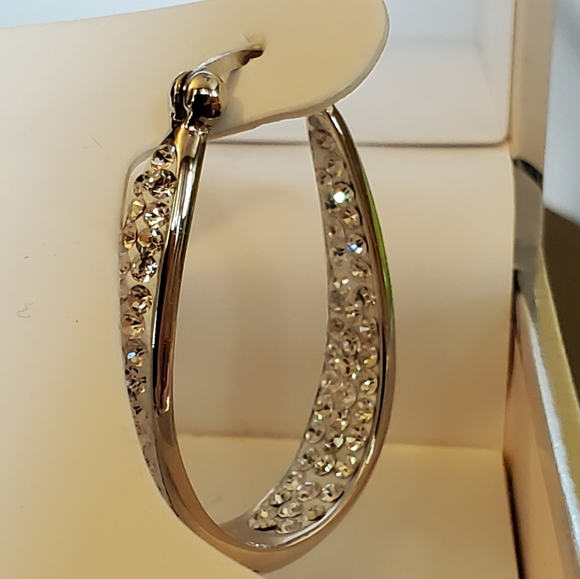 Chrystina brand Genuine Crystal Hoop Earrings - Picture 2 of 6
